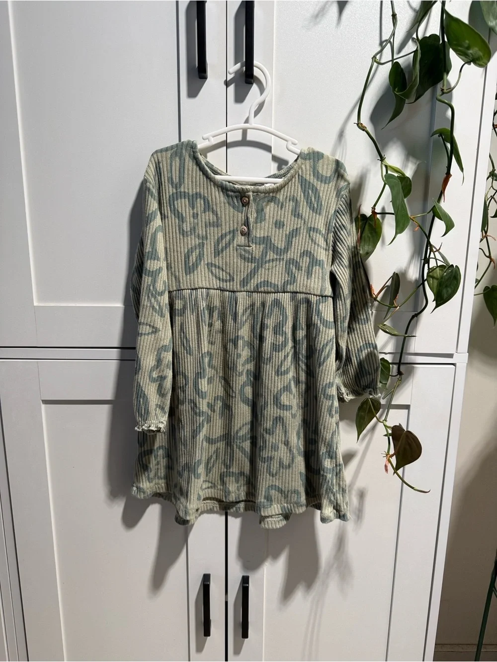 Zara Green Floral Ribbed Dress